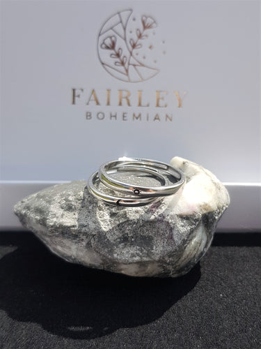 moon and sun adjustable sterling silver rings